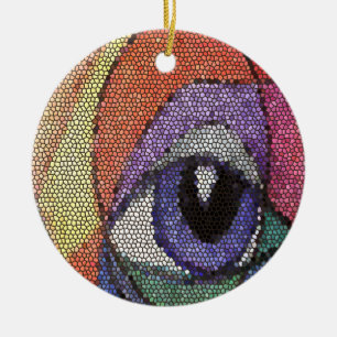 Ornamento De Cerâmica Poster de vidro com aspecto fractal do olho