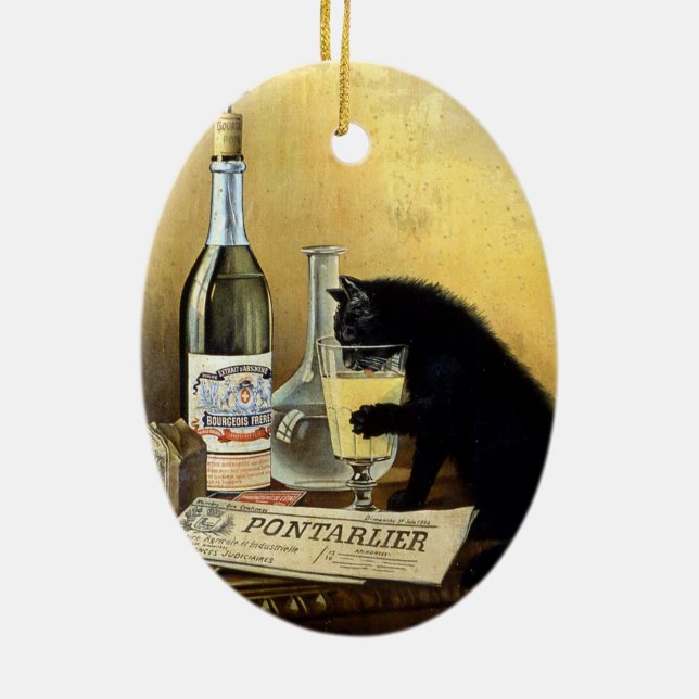 Ornamento De Cerâmica Poster francês retro o "absinto burguês " (Verso)