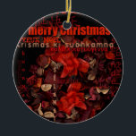 Ornamento De Cerâmica Potpouri World Christmas Navidad Noel text Round O<br><div class="desc">Deseje o Natal em muitas línguas: Feliz Navidad - Feliz Natal - Joyeux Noel - Fröhliche Weihnachten - Buone Feste Natalizie - Feliz Natal - Feliz Natal - Feliz Natal - Feliz Natal ... Ornamento de Natal redondo personalizável com potpourri na frente e mensagem na parte traseira. Você pode adicionar...</div>