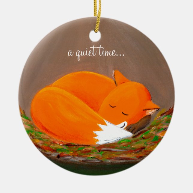 Ornamento De Cerâmica Pouco Fox | Personalizable bonito (Frente)
