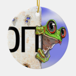 Ornamento De Cerâmica Pouco sapo de árvore verde