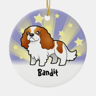 Ornamento De Cerâmica Pouco Spaniel de rei descuidado Charles da estrela