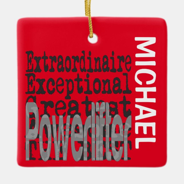 Ornamento De Cerâmica Powerlifter Extraordinário PERSONALIZADO (Frente)