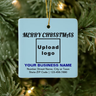 Ornamento De Cerâmica Praça Azul Claro Natal Comercial