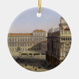 Ornamento De Cerâmica Praça Castello, Turin, gravado por F. Citterio (c