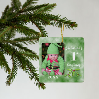 Ornamento De Cerâmica Praça de Fotografias de 1 rua de Natal de Bebê