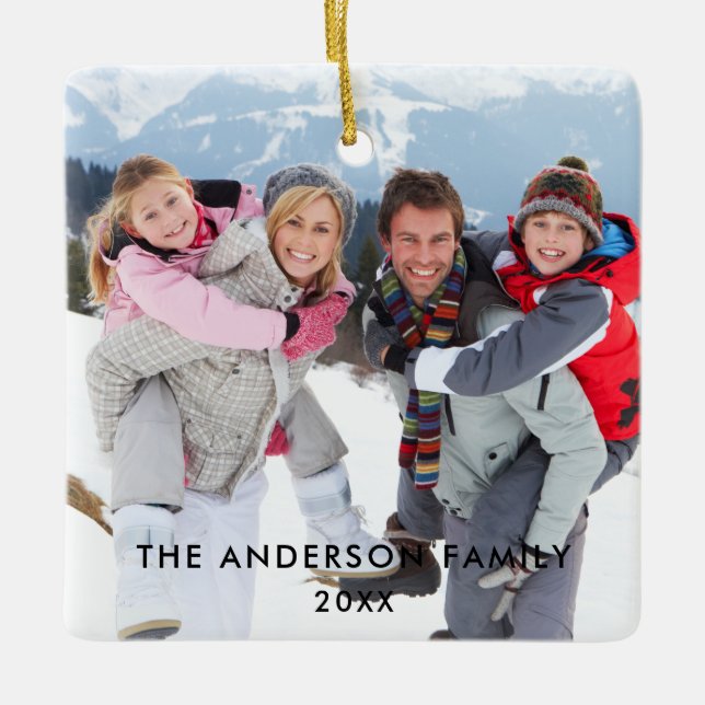 Ornamento De Cerâmica Praça de Fotos da Família (Frente)