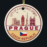 Ornamento De Cerâmica Praga Cidade da República Checa Skyline Emblem<br><div class="desc">Design de arte colorida e minimalista de Praga,  com monumentos e marcos da cidade na República Checa.</div>