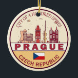 Ornamento De Cerâmica Praga Cidade da República Checa Skyline Emblem<br><div class="desc">Design de arte colorida e minimalista de Praga,  com monumentos e marcos da cidade na República Checa.</div>