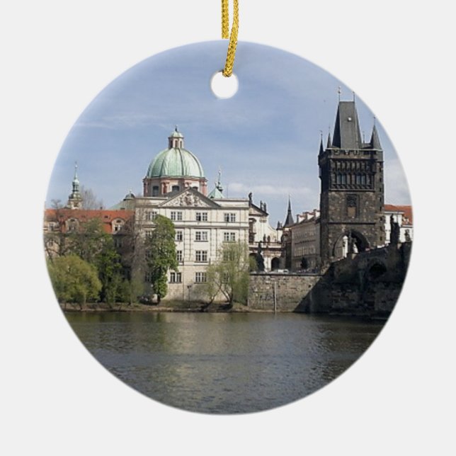 Ornamento De Cerâmica Praga na primavera (Frente)