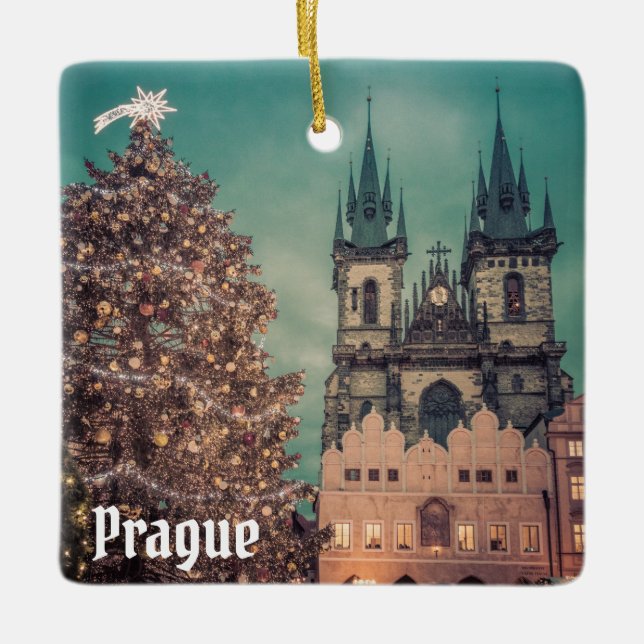 Ornamento De Cerâmica Praga República Checa Antiga Foto da Cidade Natal (Frente)