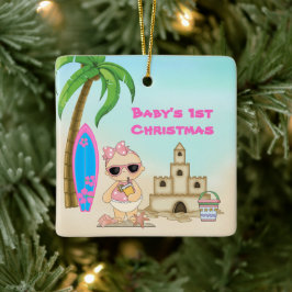 Ornamento De Cerâmica Praia da Garota de Natal de 1rua personalizada