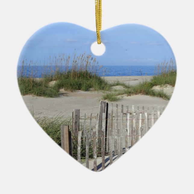 Ornamento De Cerâmica Praia de Caswell, terra do NC e Seascape (Frente)