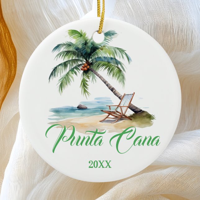 Ornamento De Cerâmica Praia de Punta Cana Personalizada (Criador carregado)