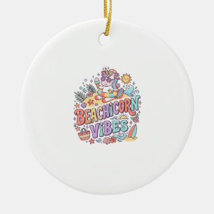 Ornamento De Cerâmica Praia de Unicórnio Vibrações Caprichosas Fundo Bra