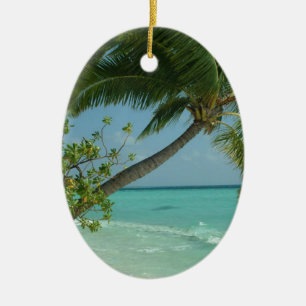 Ornamento De Cerâmica Praia Tropical Areia Sol Água Ondas Surf Arte