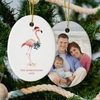 Ornamento De Cerâmica Praia Tropical de Natal Flamingo