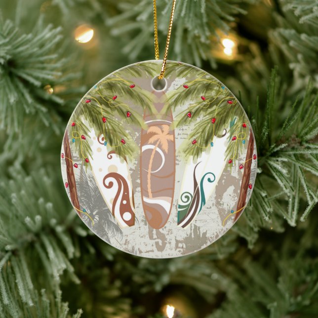 Ornamento De Cerâmica Praias personalizadas e palmeiras (Árvore)