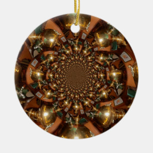 Ornamento De Cerâmica Prata e Dourado