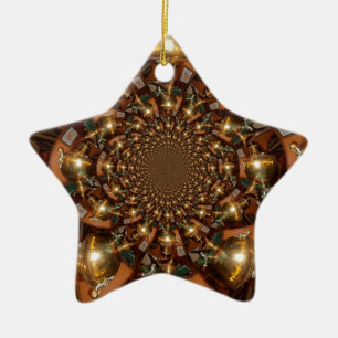 Ornamento De Cerâmica Prata e Dourado