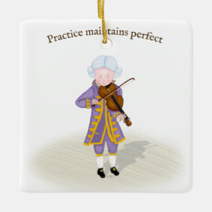 Ornamento De Cerâmica "Prática Mantém Perfeita" Música Violina Mozart