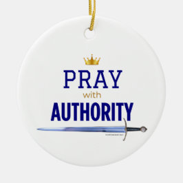 Ornamento De Cerâmica Pray with Authority - Blue, 