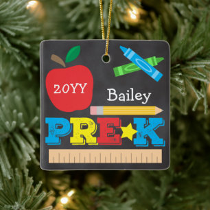 Ornamento De Cerâmica Pré-K Jardim de Infância Quadro Negro Colorido Lem