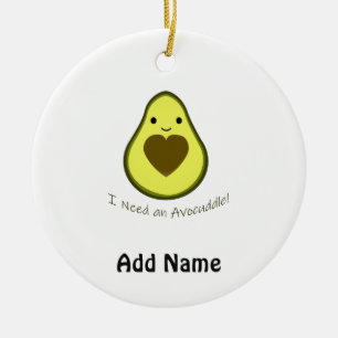 Ornamento De Cerâmica Preciso de um Avocuddle Cute Kawaii Avocado