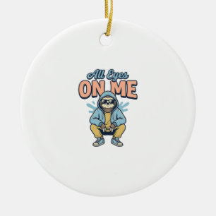 Ornamento De Cerâmica Preguiça Engraçada Todos Os Olhos Em Mim Design Ve