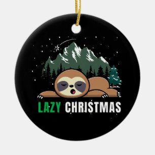 Ornamento De Cerâmica Preguiçoso Sloth de Natal Engraçado