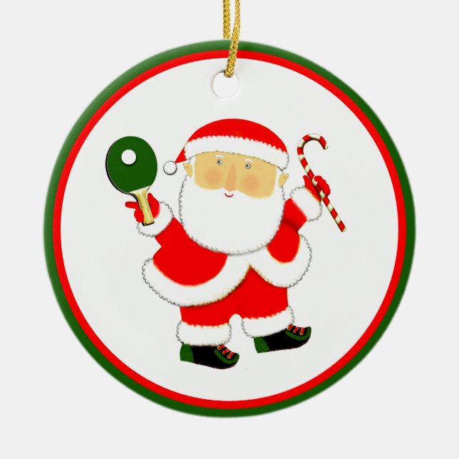 Ornamento De Cerâmica Prêmio de Festa de Natal de Ping Pong (Frente)