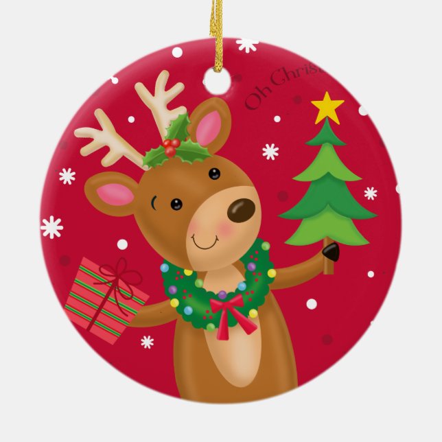 Ornamento De Cerâmica Preparado para Reindeer (Traseira)