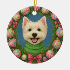 Ornamento De Cerâmica Preppy Westie