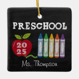 Ornamento De Cerâmica Preschool Teacher 2025 Name Ornament