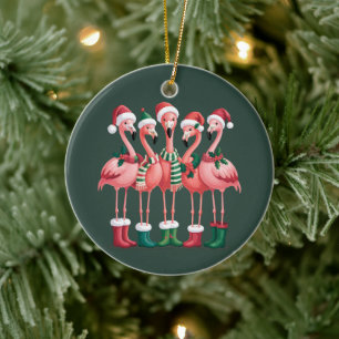 Ornamento De Cerâmica Presente Amante de Flamingo Natal Alegre