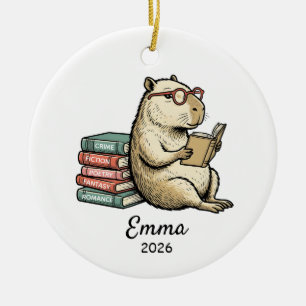 Ornamento De Cerâmica Presente Amante de Livros, capivara amante de livr