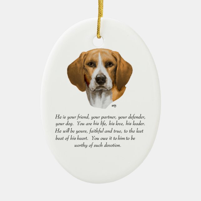 Ornamento De Cerâmica Presente Beagle MACHO (Frente)