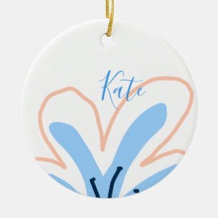 Ornamento De Cerâmica Presente boho retrô adicionar nome flor pastel lar