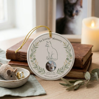 Ornamento De Cerâmica Presente Botânico de Salvia para Memorial de Gato