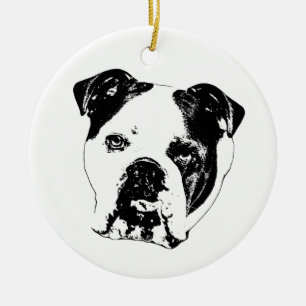 Ornamento De Cerâmica Presente Bulldog com Luz de Árvore