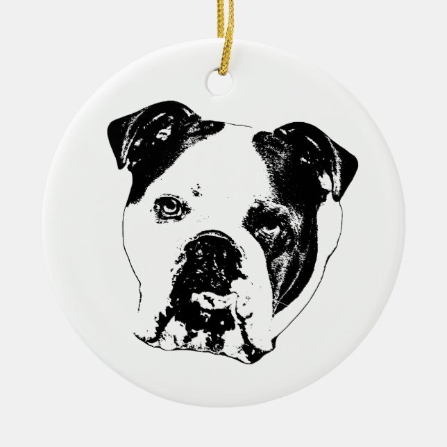 Ornamento De Cerâmica Presente Bulldog com Luz de Árvore (Frente)