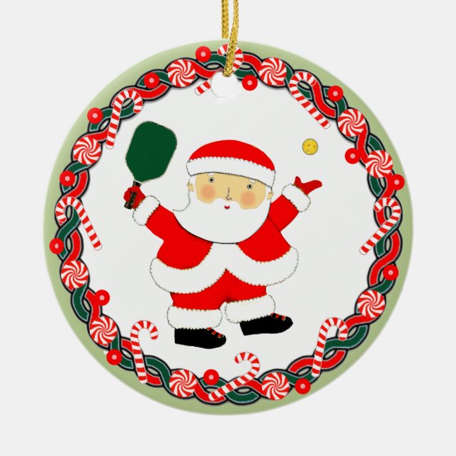 Ornamento De Cerâmica Presente Colecionável de Natal de Pickleball (Frente)