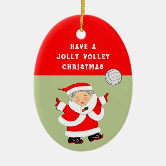 Ornamento De Cerâmica Presente Colecionável de Natal de Volei Feminino (Frente)