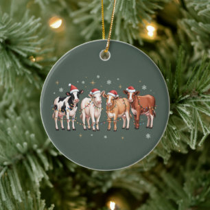 Ornamento De Cerâmica Presente de Amante de Vaca de Natal Festa Divertid