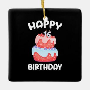Ornamento De Cerâmica Presente de aniversário   Feliz 16.o aniversário