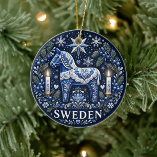 Ornamento De Cerâmica Presente de Arte Popular Sueco de Natal