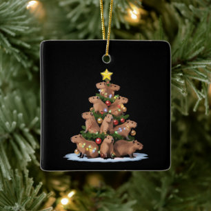 Ornamento De Cerâmica Presente de árvore de Natal de capivara Natal engr