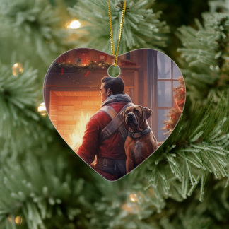 Ornamento De Cerâmica Presente de Boxer, Presente de Pet, Bombeiro Cão, 