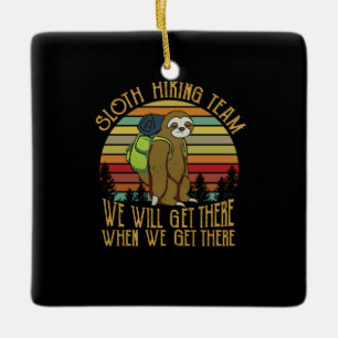 Ornamento De Cerâmica Presente de Camper Vintage Sloth Hiking Team Ani