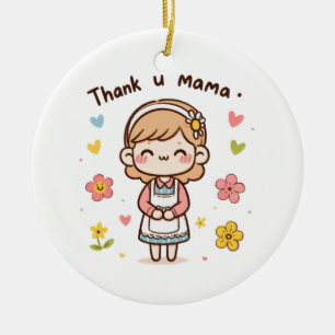 Ornamento De Cerâmica Presente de dia de as mães Obrigado Mãe